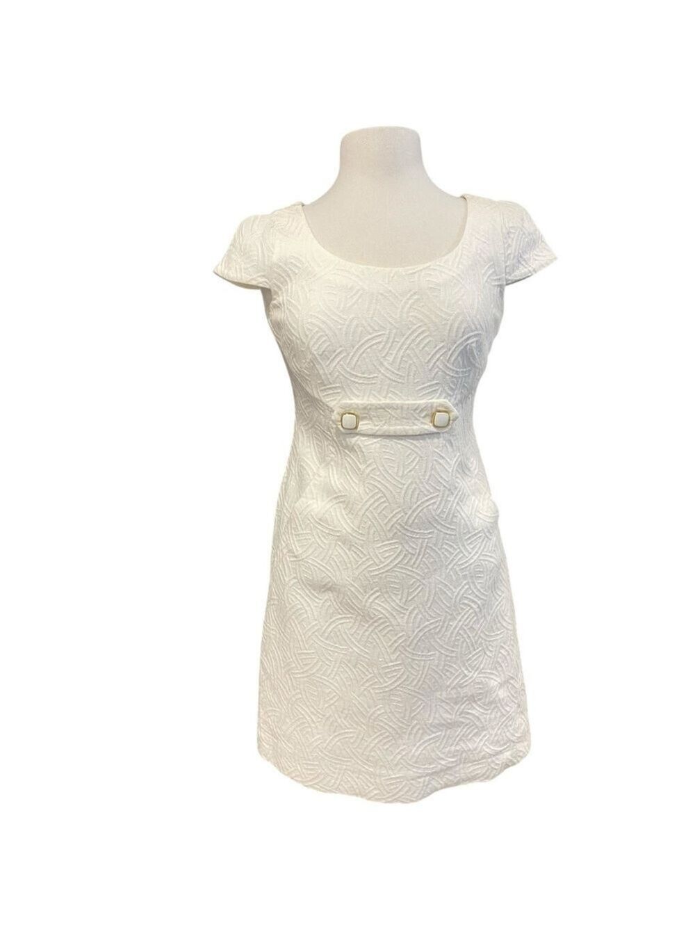 Luisa Spagnoli designer dress made Italy white texture short sleeve 100% cotton